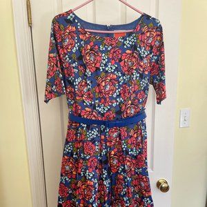 Floral Modcloth dress, knee length with short sleeves